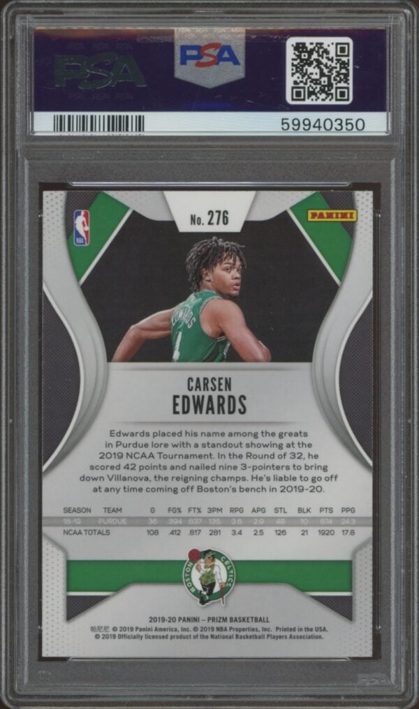 2019-20 Panini Prizm Carsen Edwards #276 (PSA 10) (Back)