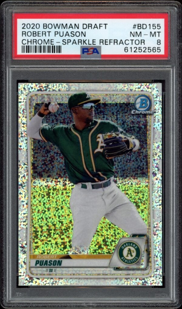 2020 Bowman Draft Robert Puason Chrome - Sparkle Refractor #BD-155 (PSA 8) (Front)