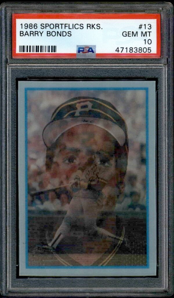 1986 Sportflics Rookies Barry Bonds #13 (PSA 10) (Front)