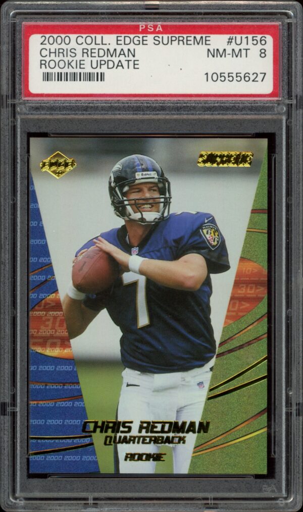 Chris Redman Rookie Card 2000, Baltimore Ravens, PSA 8, Collectors Edge Supreme #U156.