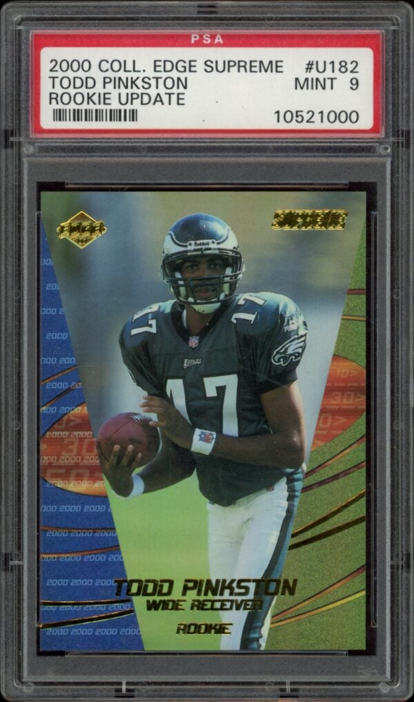 Todd Pinkston 2000 Rookie Card, PSA 9, rare collectible, holographic, Philadelphia Eagles.