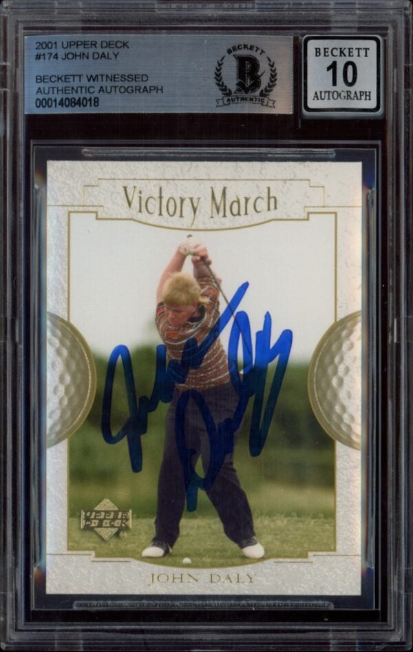 Mint condition 2001 John Daly golf card, graded BGS 10, with autograph.