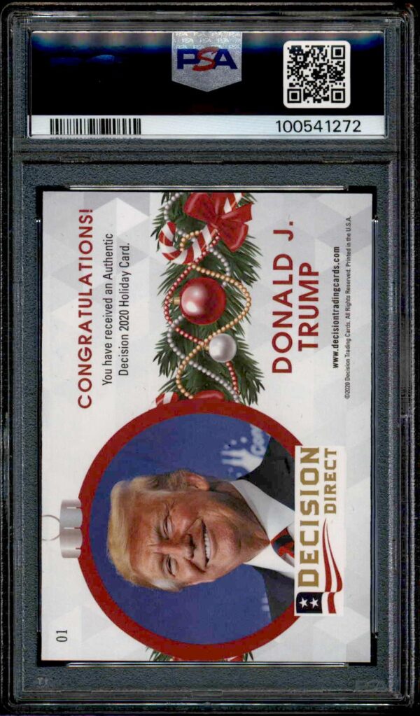 PSA graded Donald J. Trump 2016 trading card in protective slab, rare collectible.