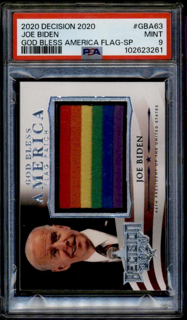 2020 Leaf Decision Joe Biden God Bless America Flag Rainbow Flag #GBA-63 (PSA 9) (Front)