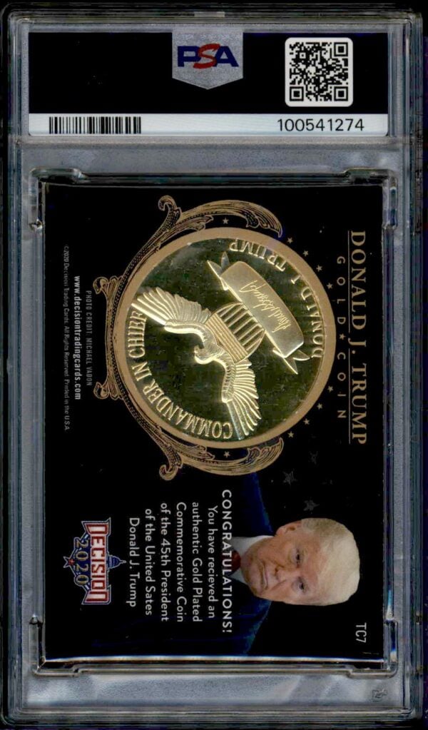 Donald Trump Gold Eagle Coin in PSA Case showcasing American patriotism and collectible value.