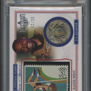 2020 Leaf Decision Series 2 Kanye West Sports Card PSA 9 with Coin and Stamp.