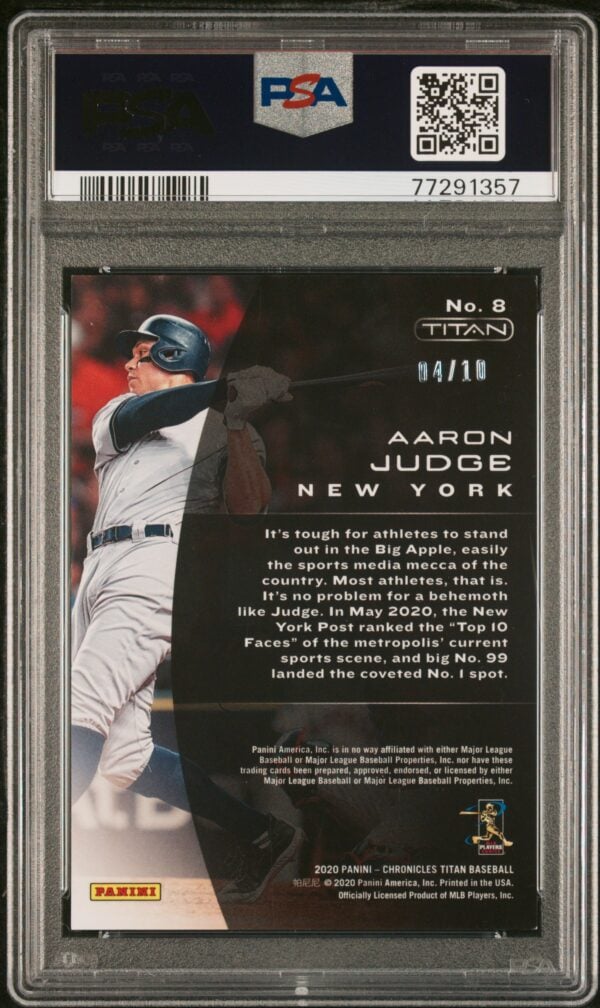 Derek Jeter PSA graded baseball card with biography and Yankees affiliation details.