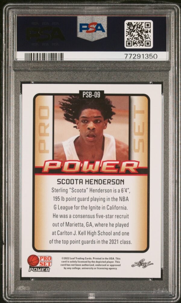 PSA Graded Scoota Henderson Fleer Basketball Card in Clear Protective Case.