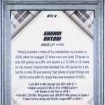 Shohei Ohtani 2021 sports card graded PSA 9, showcasing dual pitching and hitting stats.