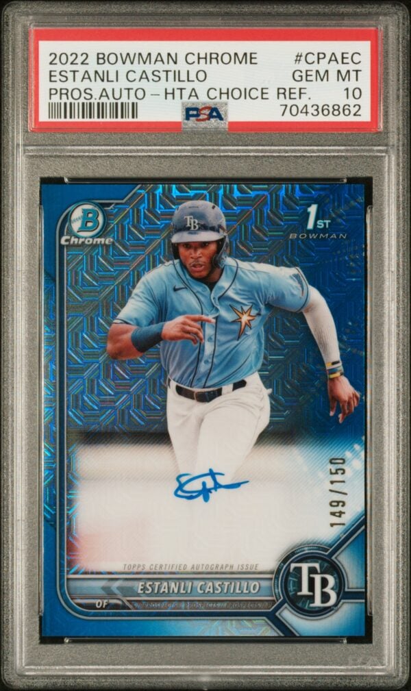 2022 Bowman Chrome Estanli Castillo Prospect Autographs HTA Choice Refractor #CPA-EC (/150) (Auto) (PSA 10) (Front)