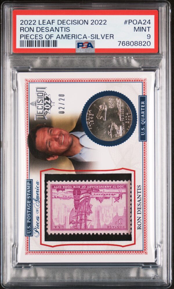 2022 Leaf Decision Ron Desantis Pieces of America Silver #POA24 (/20) (PSA 9) (Front)