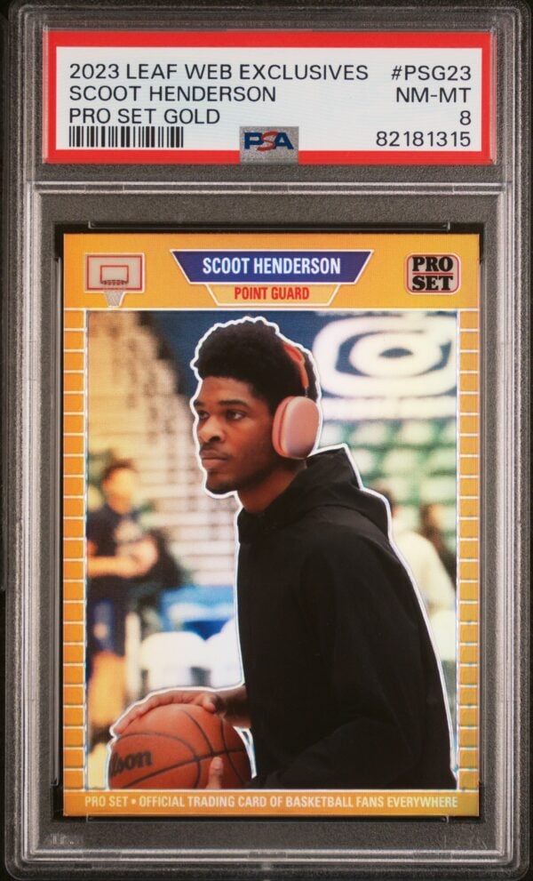 2023 Leaf Pro Set Scoot Henderson Gold Card #PSG023, PSA 8, Collectors Exclusive.