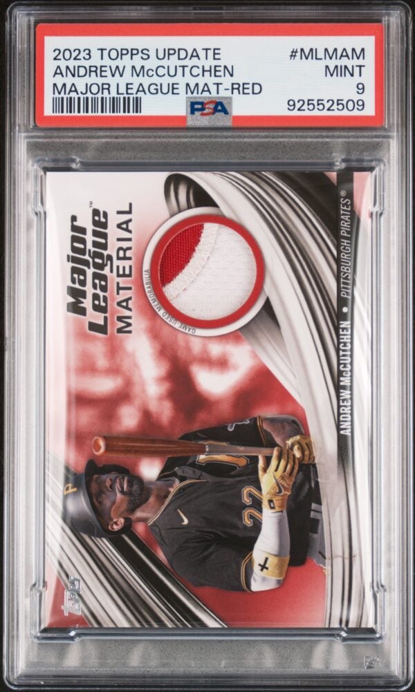 2023 Topps Update Andrew McCutchen Jersey Relic Card with game-worn fabric, graded MINT 9.