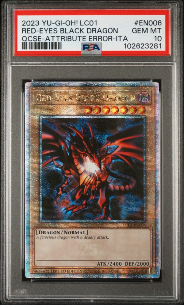 2023 PSA 10 Yu-Gi-Oh! Red-Eyes Black Dragon, rare collectors card, Gem Mint condition.