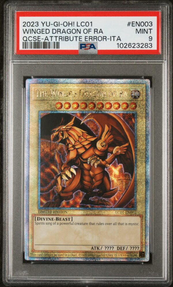 PSA 9 Mint 2023 Yu-Gi-Oh! Winged Dragon of Ra Card, Legendary Collection, Rare Egyptian God.